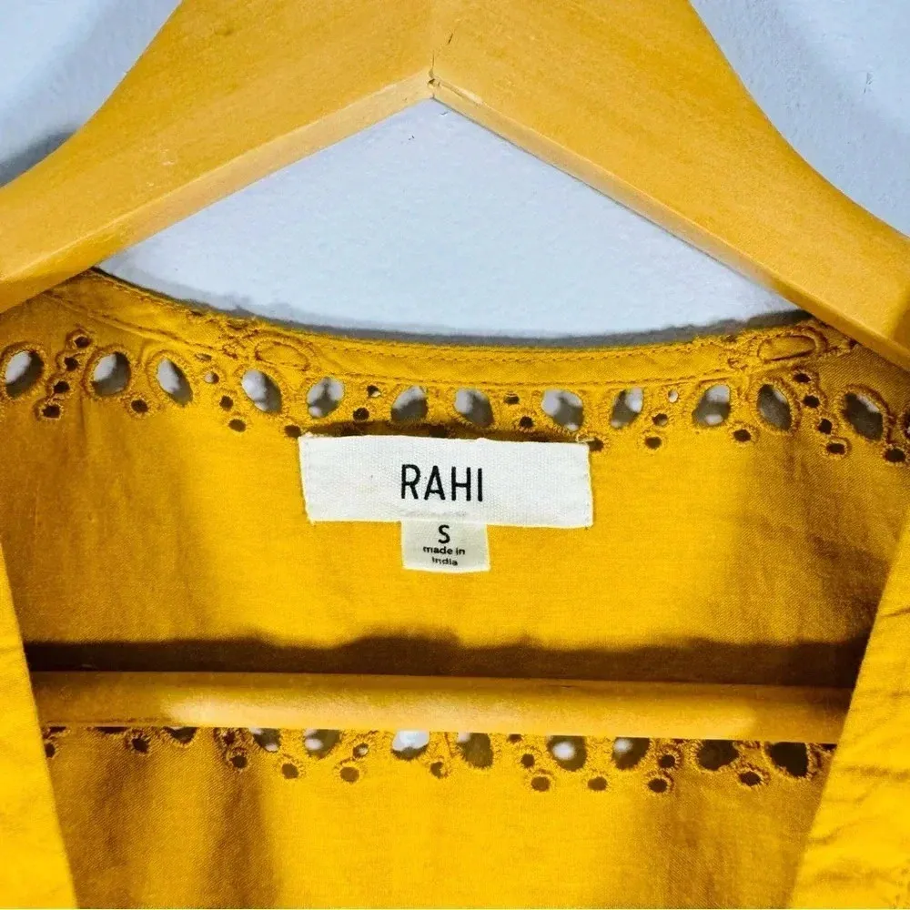 Rahi Yellow Paradise Cotton Eyelet Top Button - Image 7