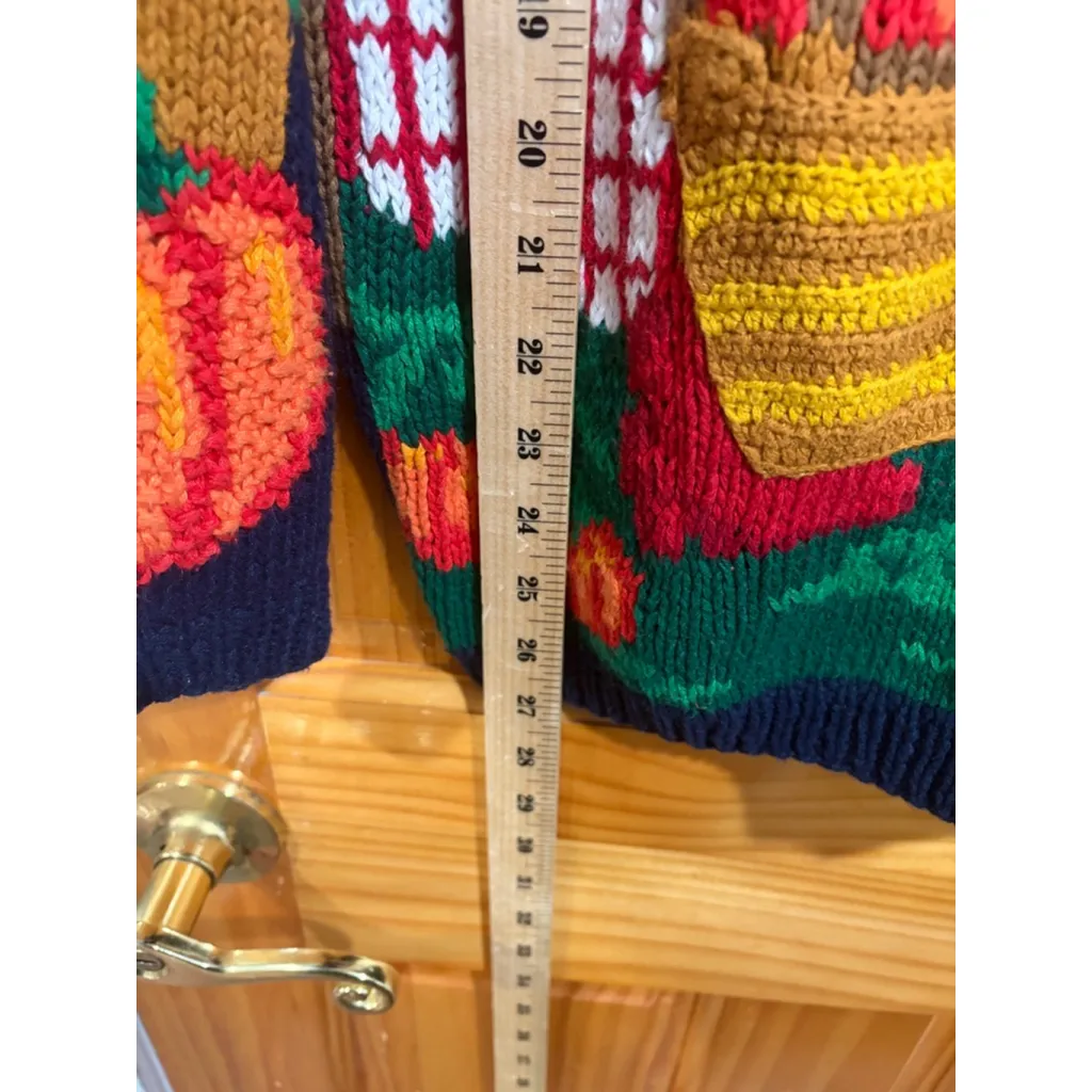 Vintage Alexandra Bartlett for The Eagle's Eye Pumpkin Scarecrow Fall Harvest Blue Size L - Image 8