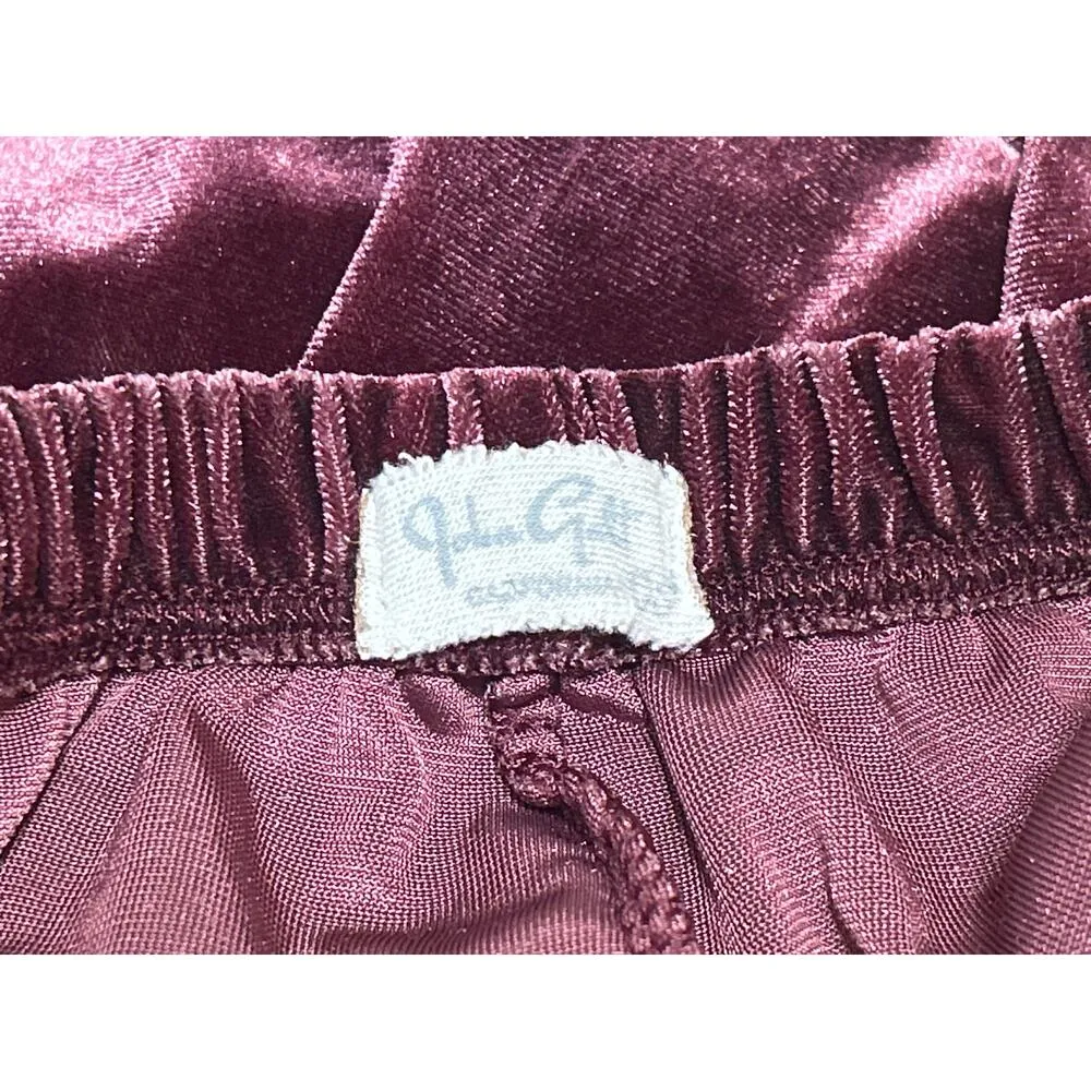 John Galt Burgundy Maroon Velvet Velour Mini Elastic Waist Lounge Shorts Size S - Image 4