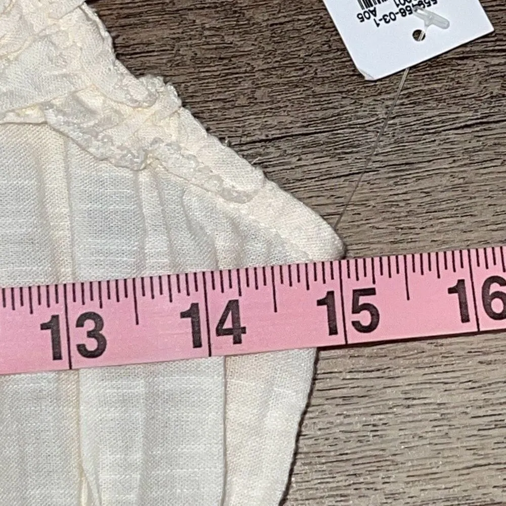 Old Navy Women Waist-Defined Sleeveless Ruffle Eyelet Mini Dress Cream Small NWT - Image 8