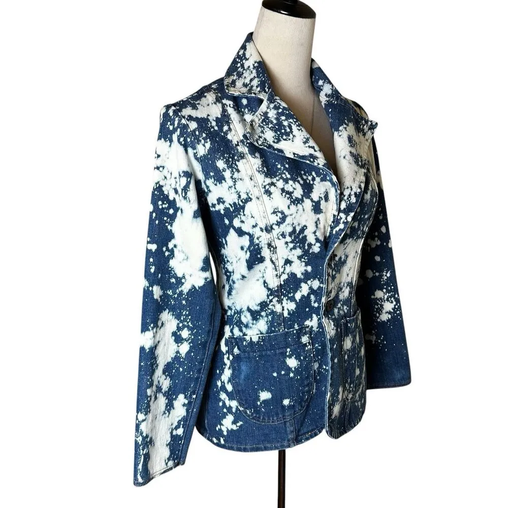 Vintage Wrangler Bleached Denim Blazer Jacket S | Western Grunge Streetwear - Image 2