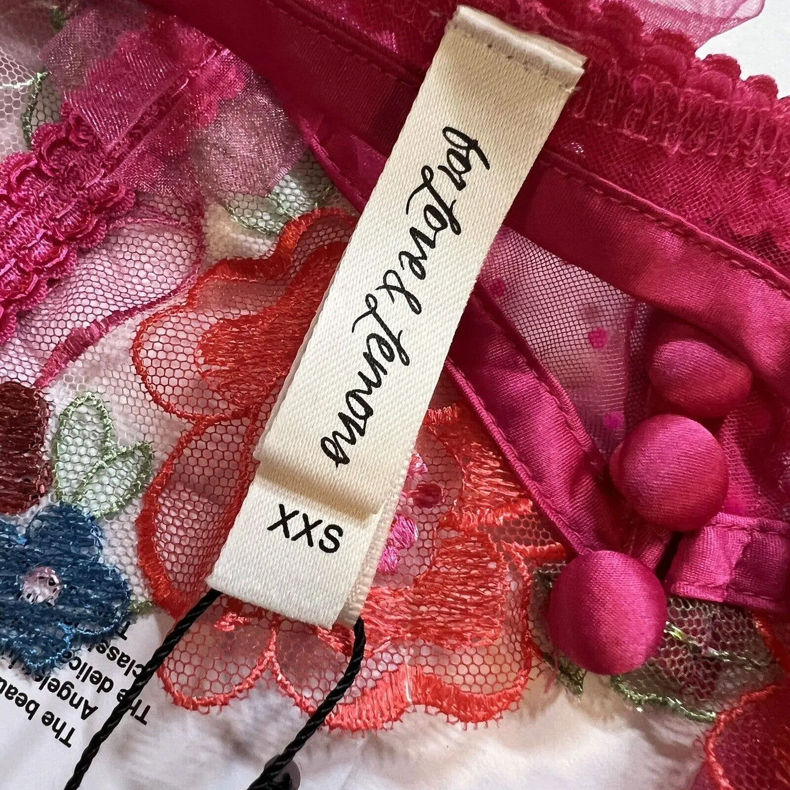 For Love & Lemons Floral‎ Button Garter Belt Magenta XXS New - Image 6
