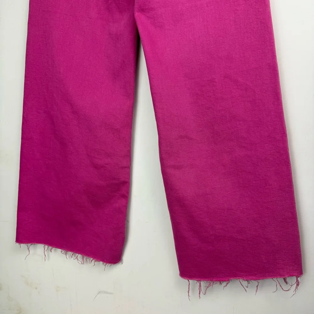 Zara Marine Straight Bright Pink Jeans Sz 2 High Rise Flare Raw Hem - Image 15