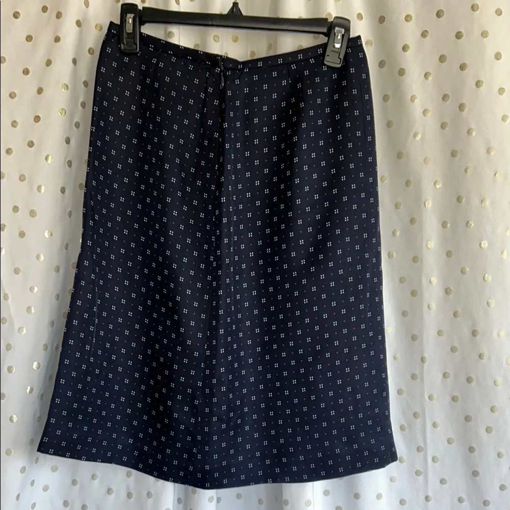 Ann Taylor Navy A-Line Skirt with Pattern - Image 2