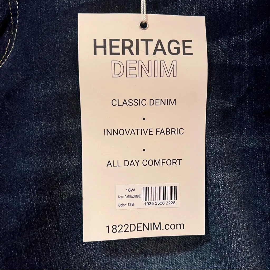 1822 Denim Heritage Classic Denim Crop‎ Jeans in Dark Blue Indigo Wash Size 18W - Image 5