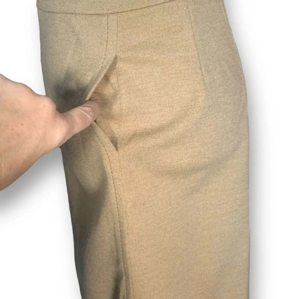 Vintage Bleyle for Hooper Tan Camel Wool Tailored Neutral Midi Skirt Size 10 - Image 2