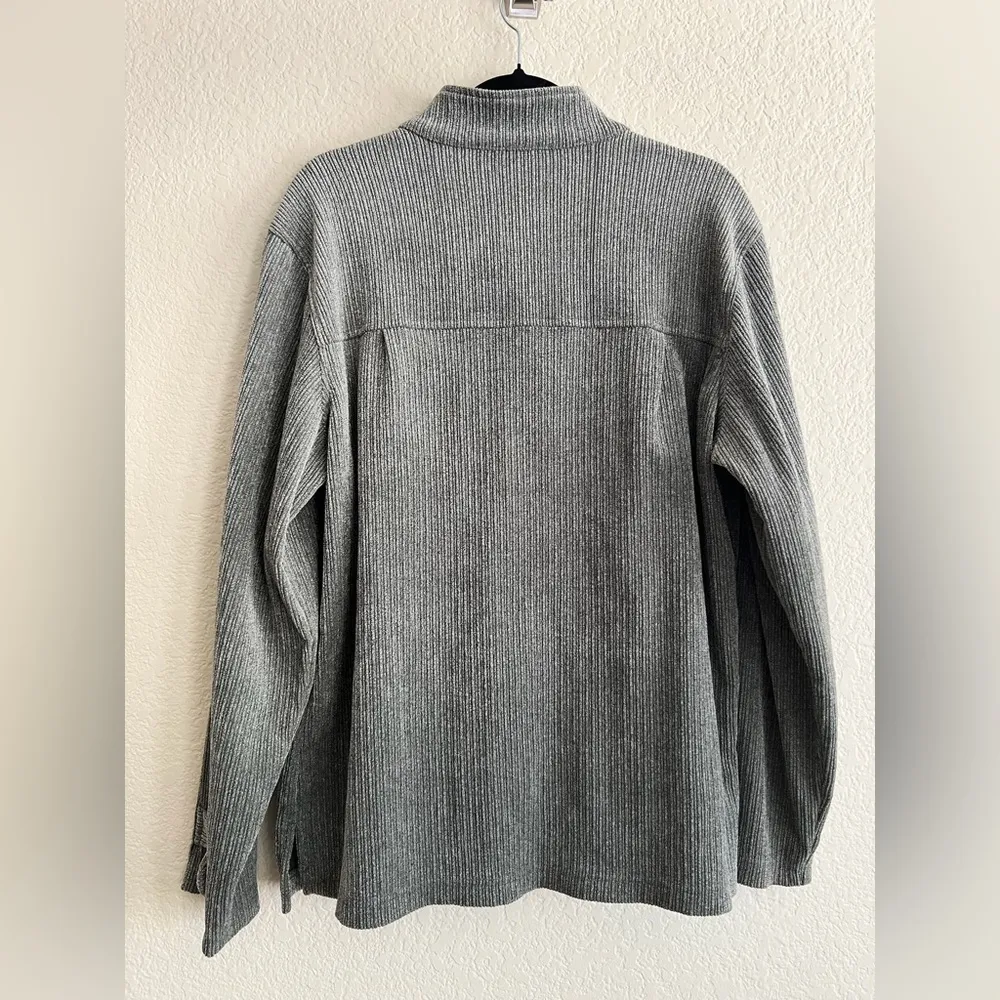 Modern Soul Stretch Cardigan Green Ribbed Knit Button Up Corduroy Med Oversized - Image 2