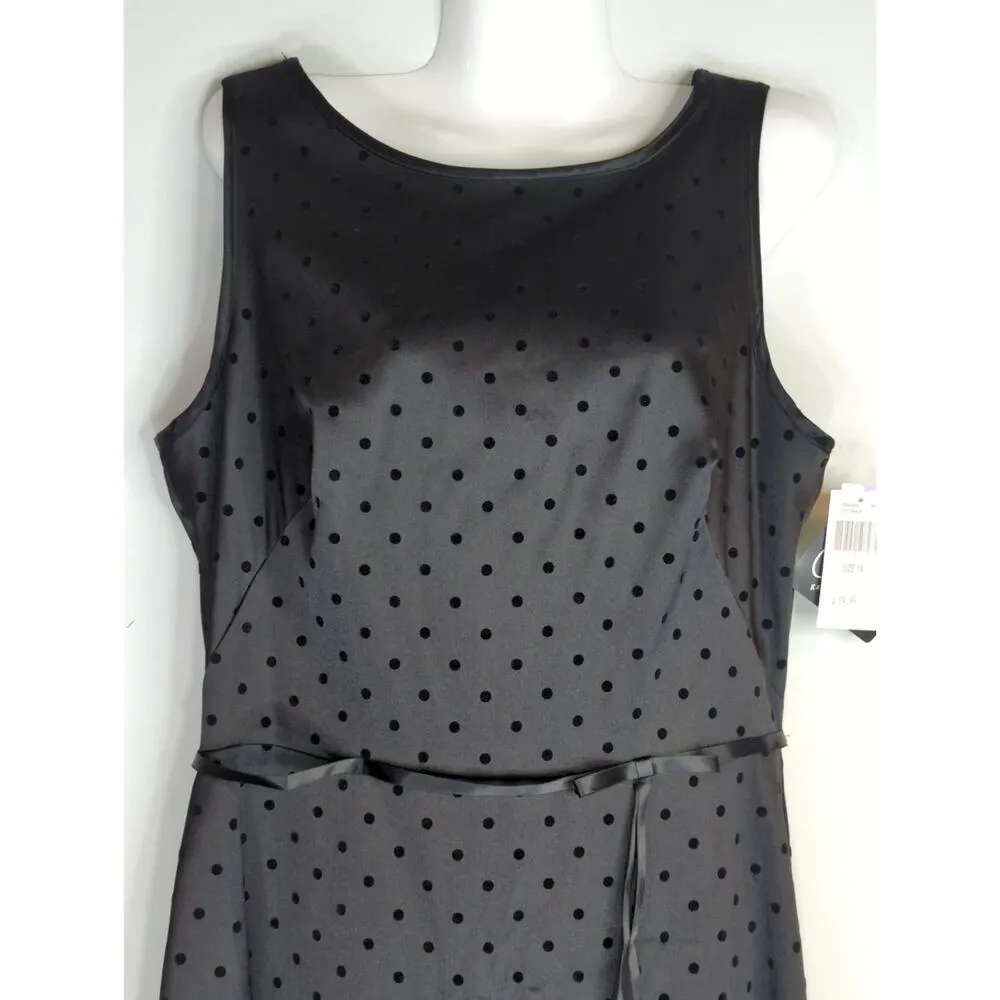 CDC Womens Velvet Polka Dots‎ Sheath Dress Black Size 14 NWT Pinup Retro Preppy - Image 2