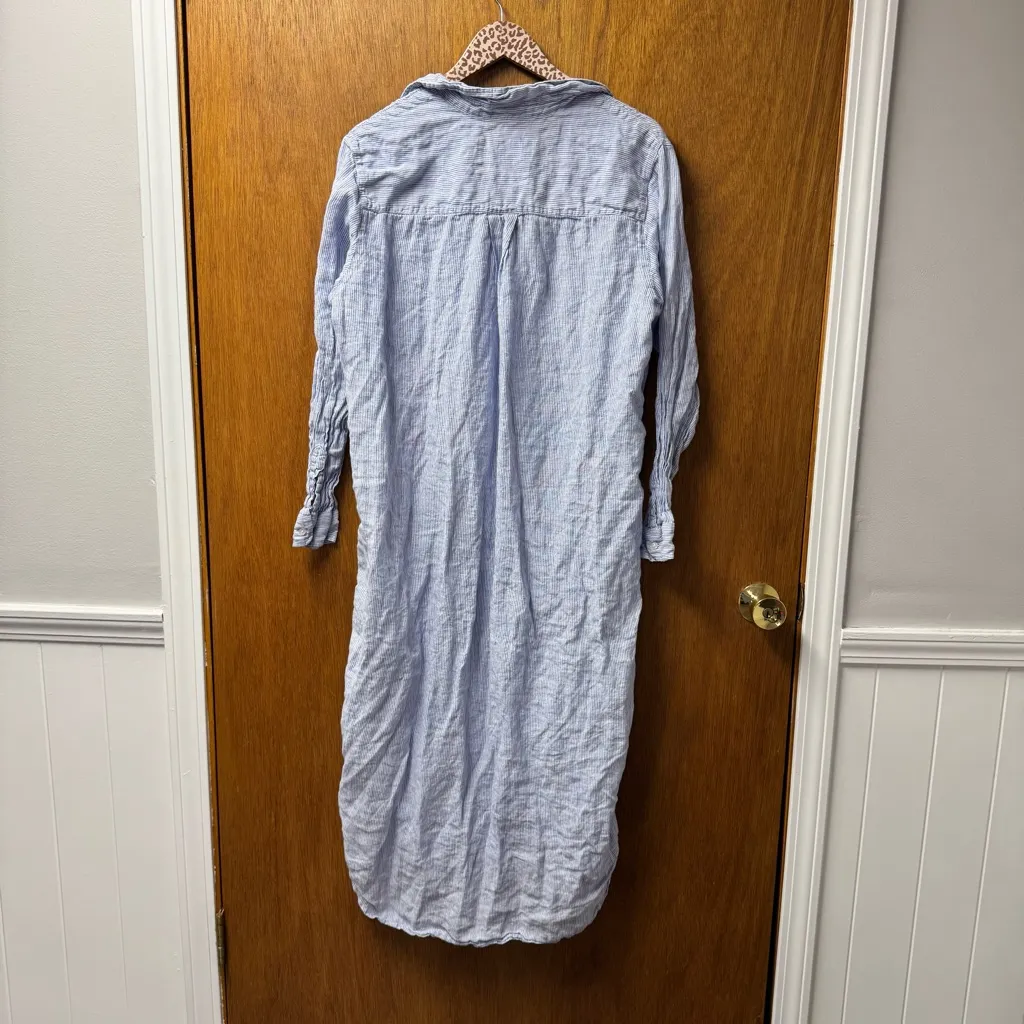 Frank & Eileen Rory Long Sleeve Linen Striped Maxi Dress Blue XL - Image 10