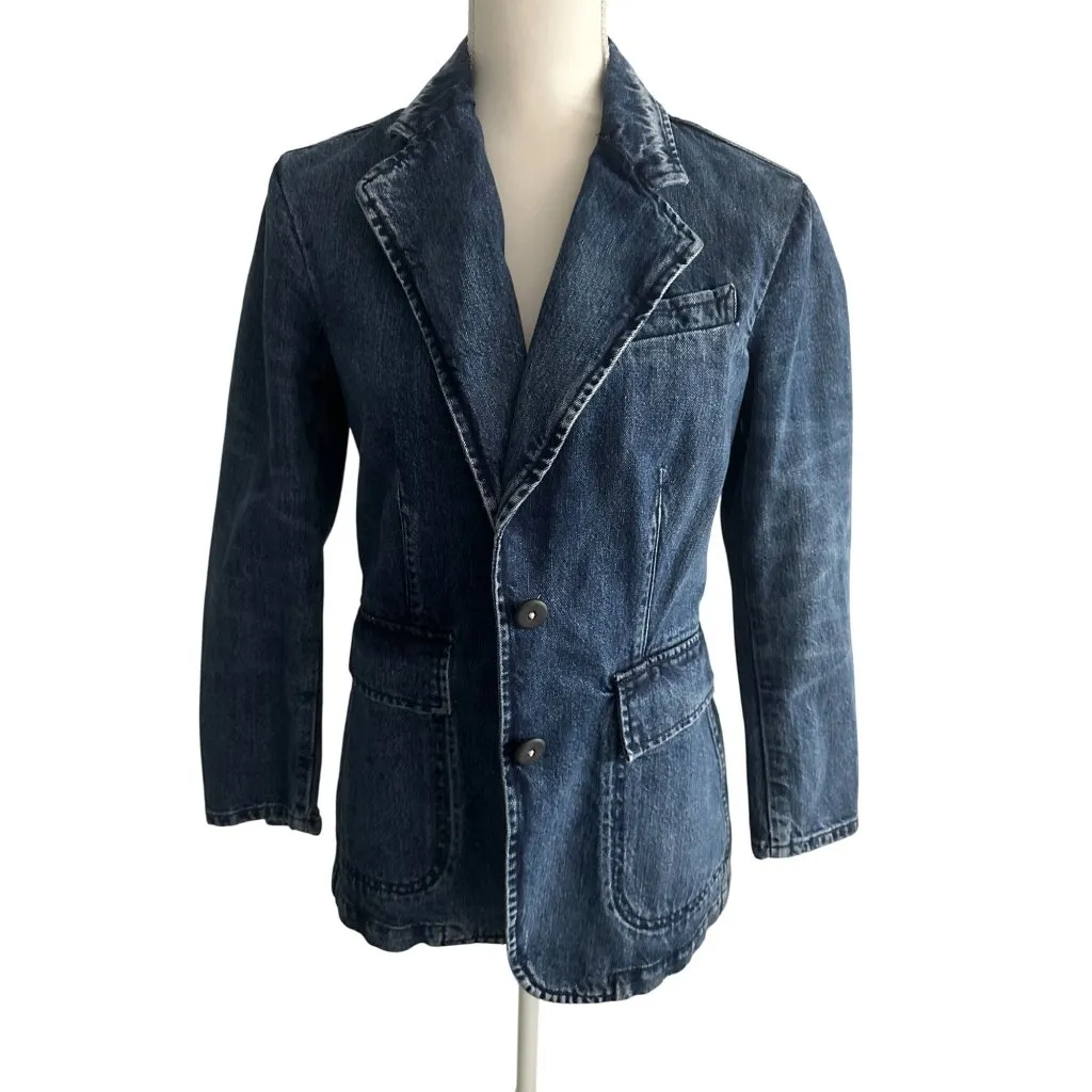 REBECCA TAYLOR La Vie Denim Blazer Jacket Size 8 - Image 3