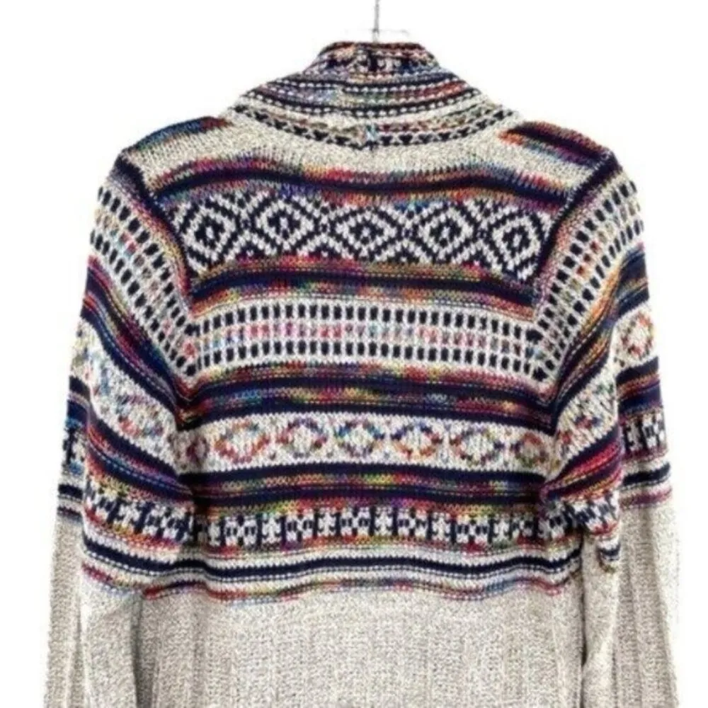 Haptics Aztec Boho Multicolored Fringe Knit Long Cardigan Sweater Boho Granola - Image 14