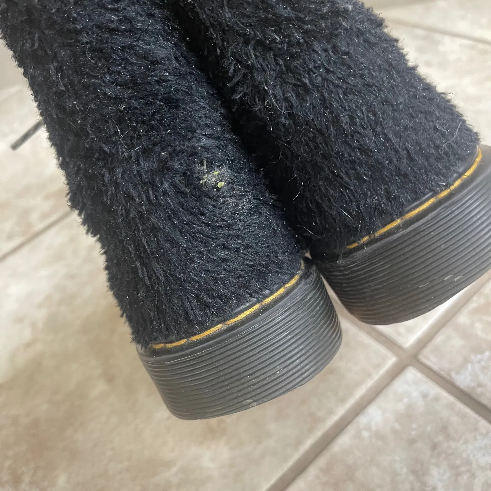 Dr Martens Pascal Furry Fleece Black Combat Boots Women US 5 / men 4/UK 3 4 - Image 3