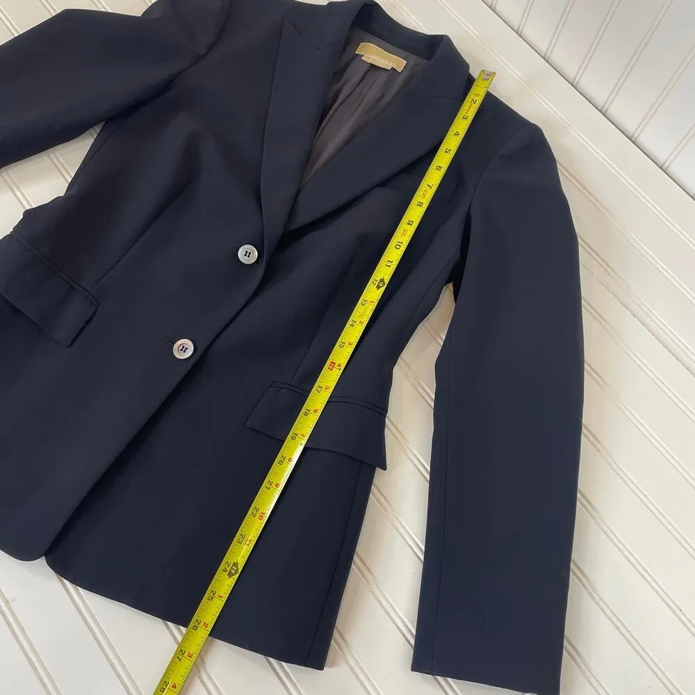 Michael Kors Navy Blue Single Breasted Two Button Blazer Career Size 4 - Image 6