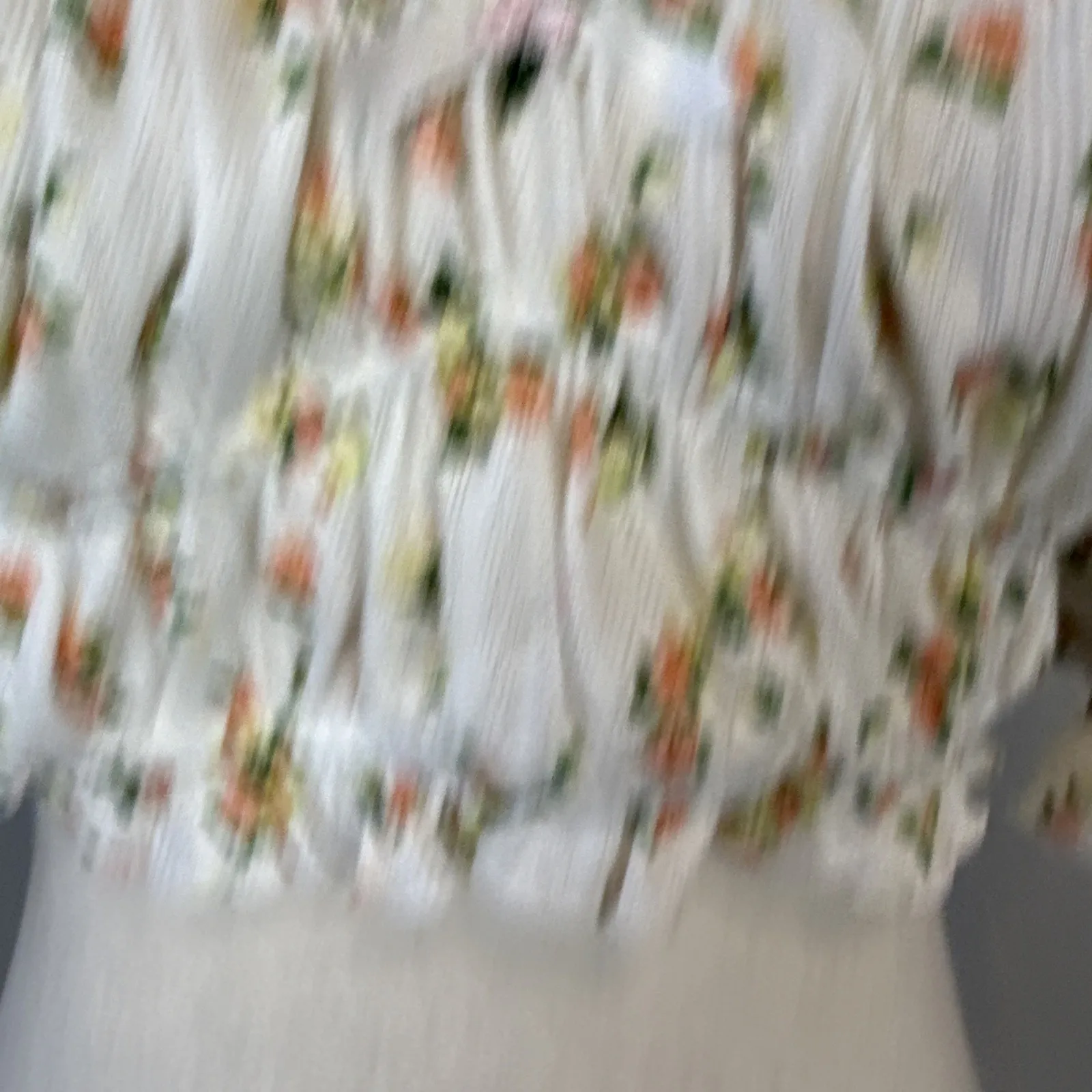 For Love & Lemons Lola Pointelle Crop Top Size L White Floral Short Puff Sleeve - Image 3