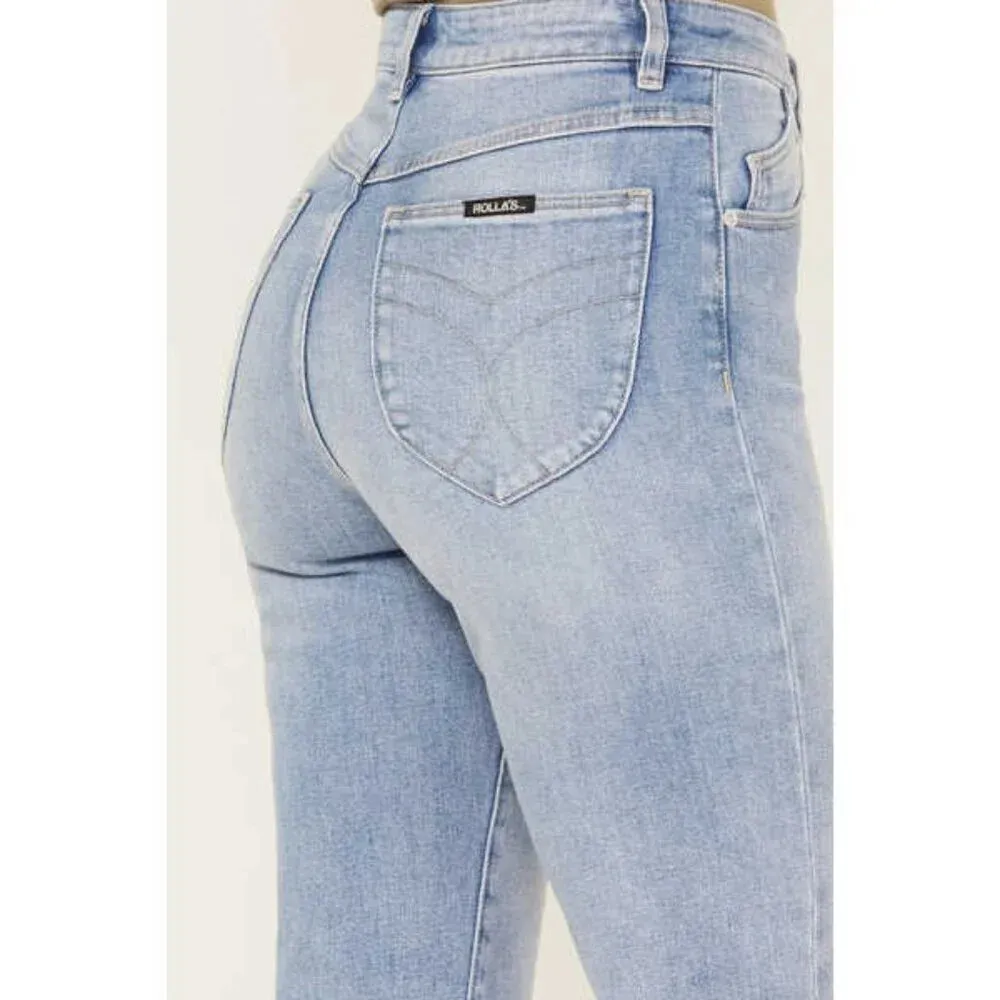 Rolla's Original Straight Bleeker Jeans in Vintage Blue 24 Womens Denim Pants - Image 12