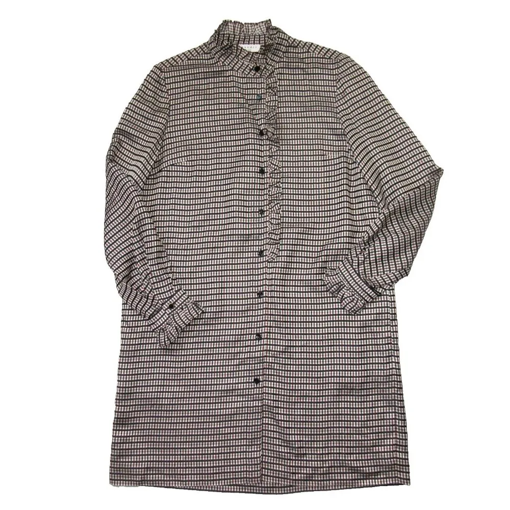 NWT Sandro Music in Optic Plaid Ruffle Placket Mini Shirt Dress 40 / US 8 - Image 2