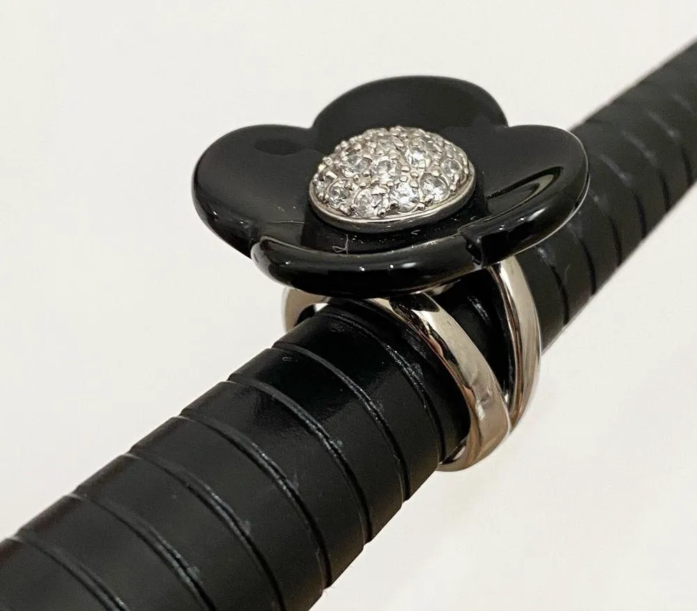 Camellia Flower CZ Cocktail Ring Size 6 - Image 6