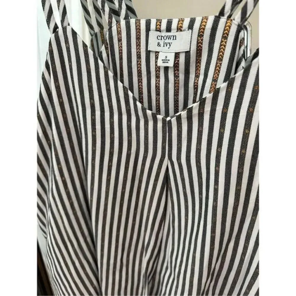 Crown & Ivy‎ Striped With Gold Inlay Blouse  Size Small - Image 2