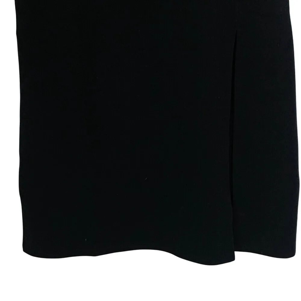 Open Edit Nordstrom Black XS Scoop Neck Dress Day-Night Knit Stretch Front Slit - Image 5