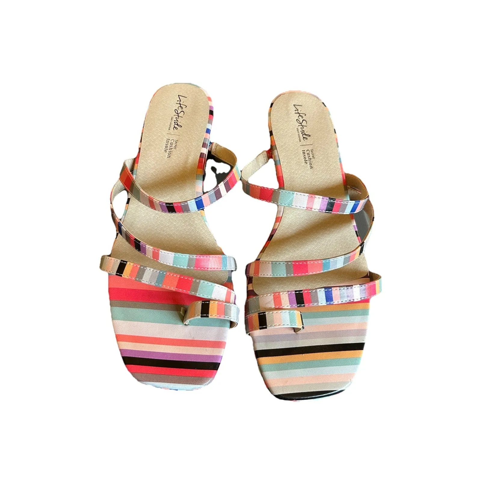 Life Stride Jasmine Soft System Multi Colored Strapy Women's Size 11W Sandals - Image 2