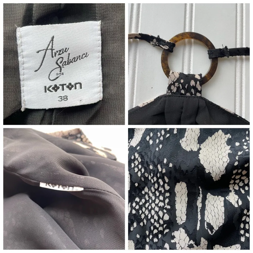Arzu Sabanci for KOTON Halter Tank Top Black Size 38 XS Small Snakeskin shoulder - Image 6