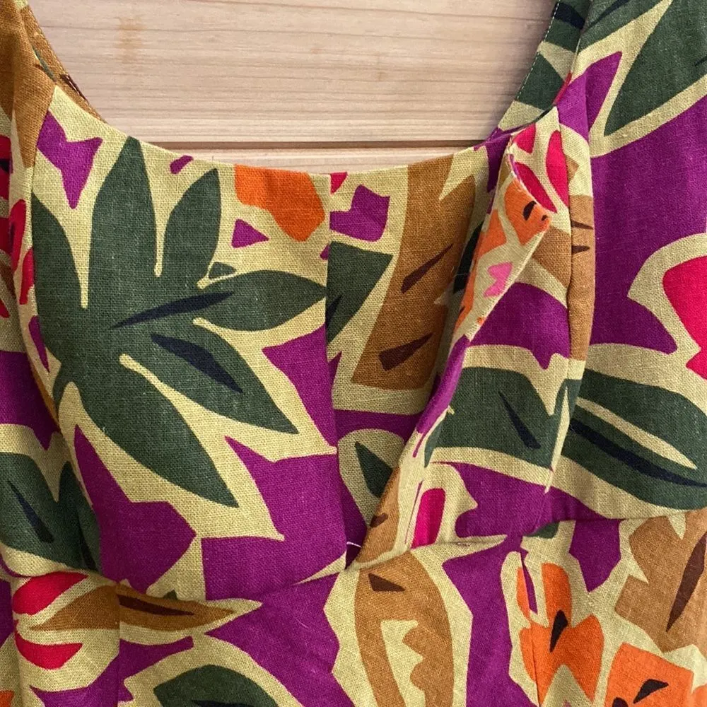 NWT Vintage Talbots Size 6 Linen Rayon Blend Floral Tank Dress Deadstock - Image 5