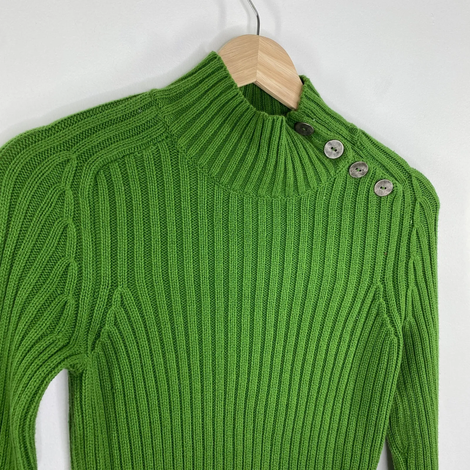 Anthropologie Sparrow Green Knit Mock Neck Sweater Dress Women's Size Small S - Image 4