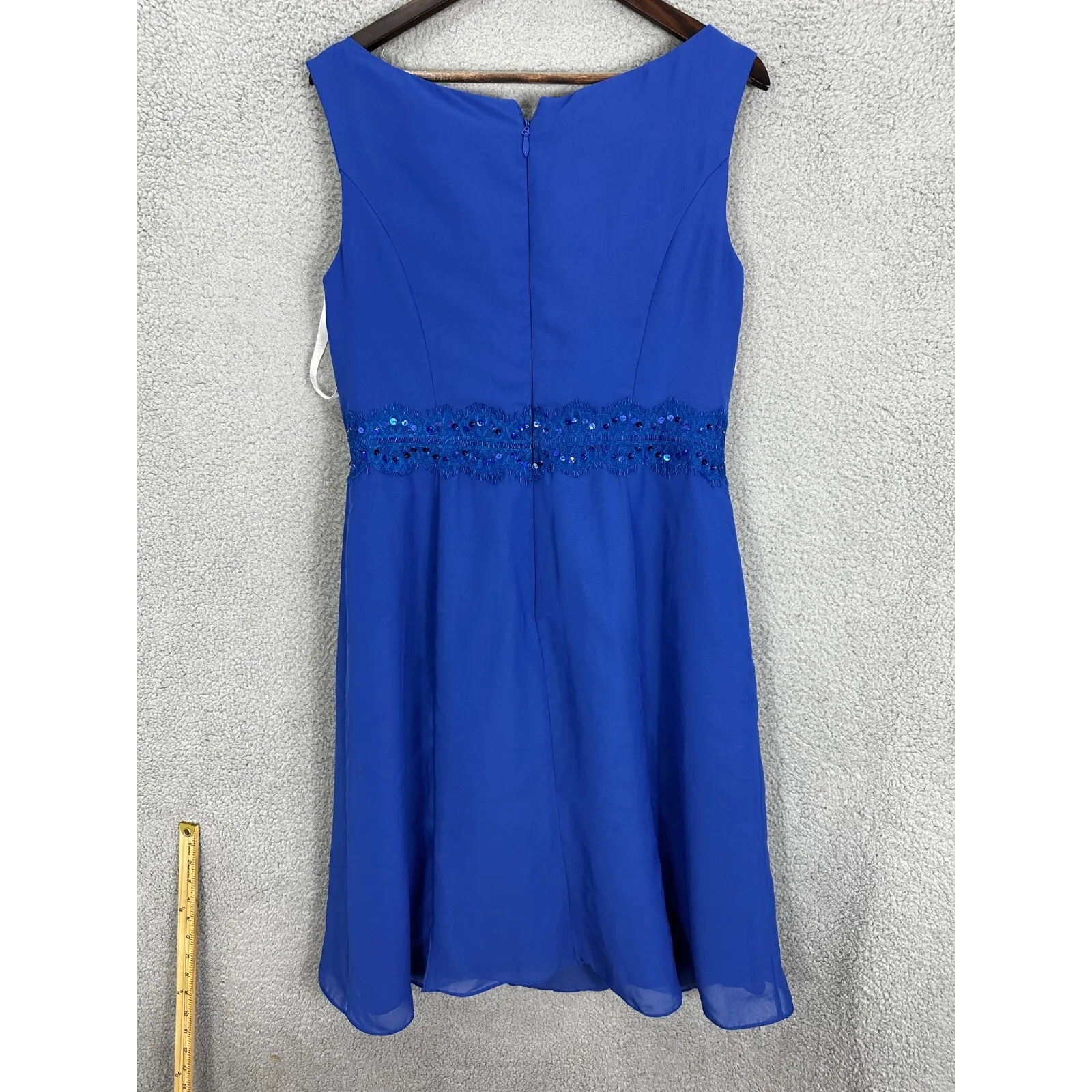 JJ's House Dress 8 Royal Blue Lace Waist Sheath Rhinestone Formal Wedding Guest - Image 7