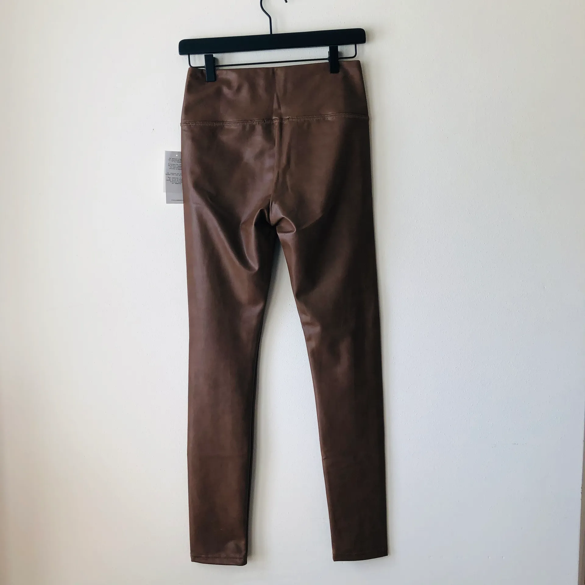 7 For All Mankind Brown Faux Leather Leggings  - Image 4