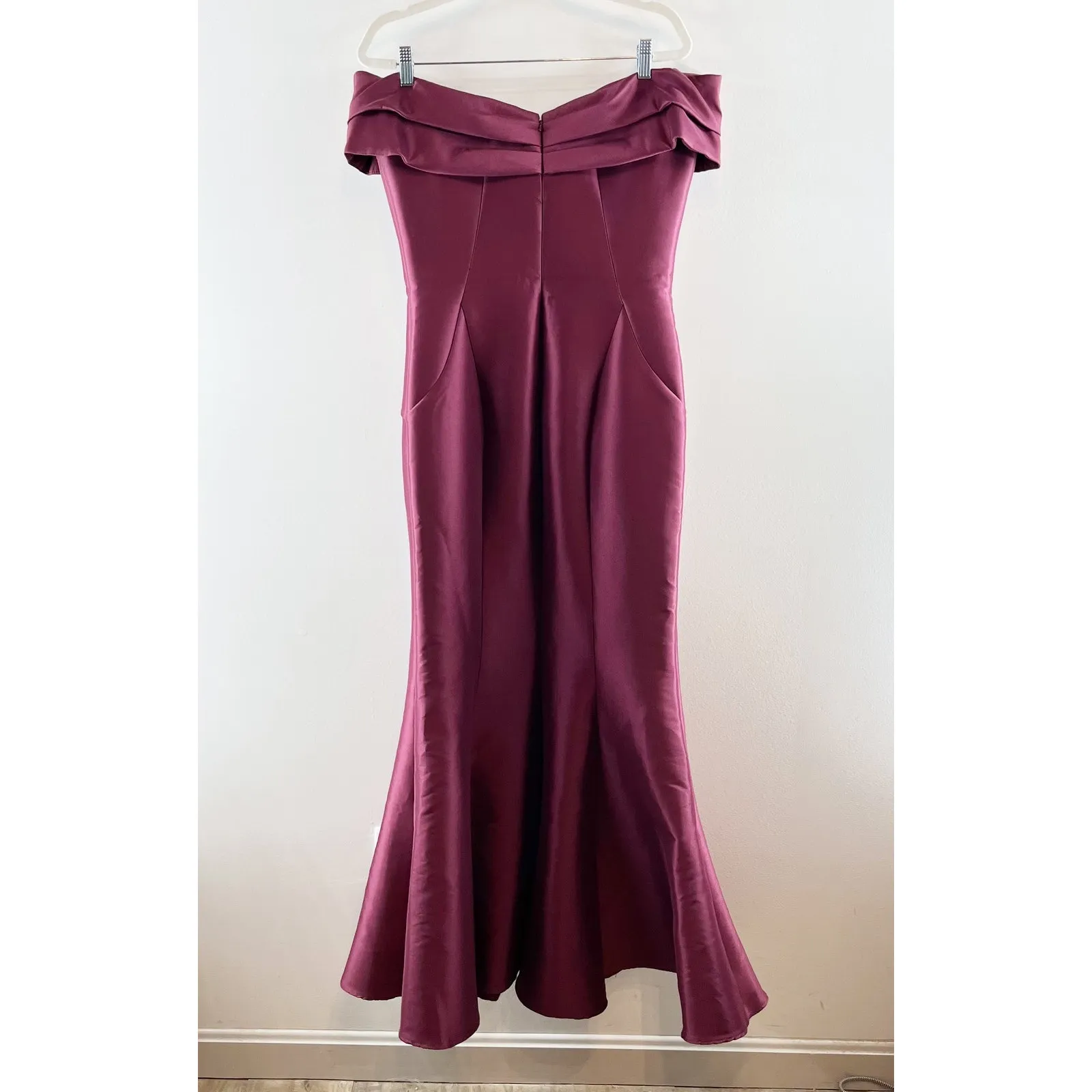 Terani Couture Off The Shoulder Maxi Long Mermaid Gown Dress Wine 10 - Image 5