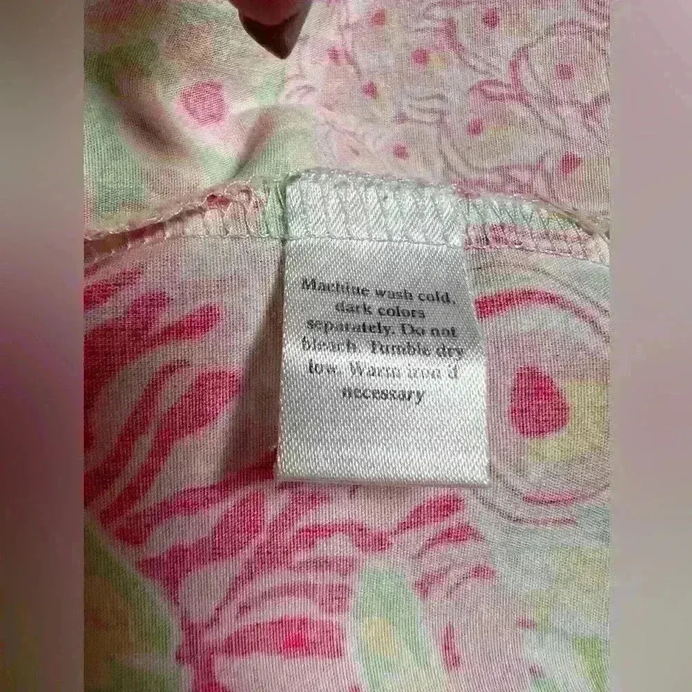 Key West Oversized Animal Beach Print Button Down Shirt 100% Cotton Size Medium Pink - Image 12