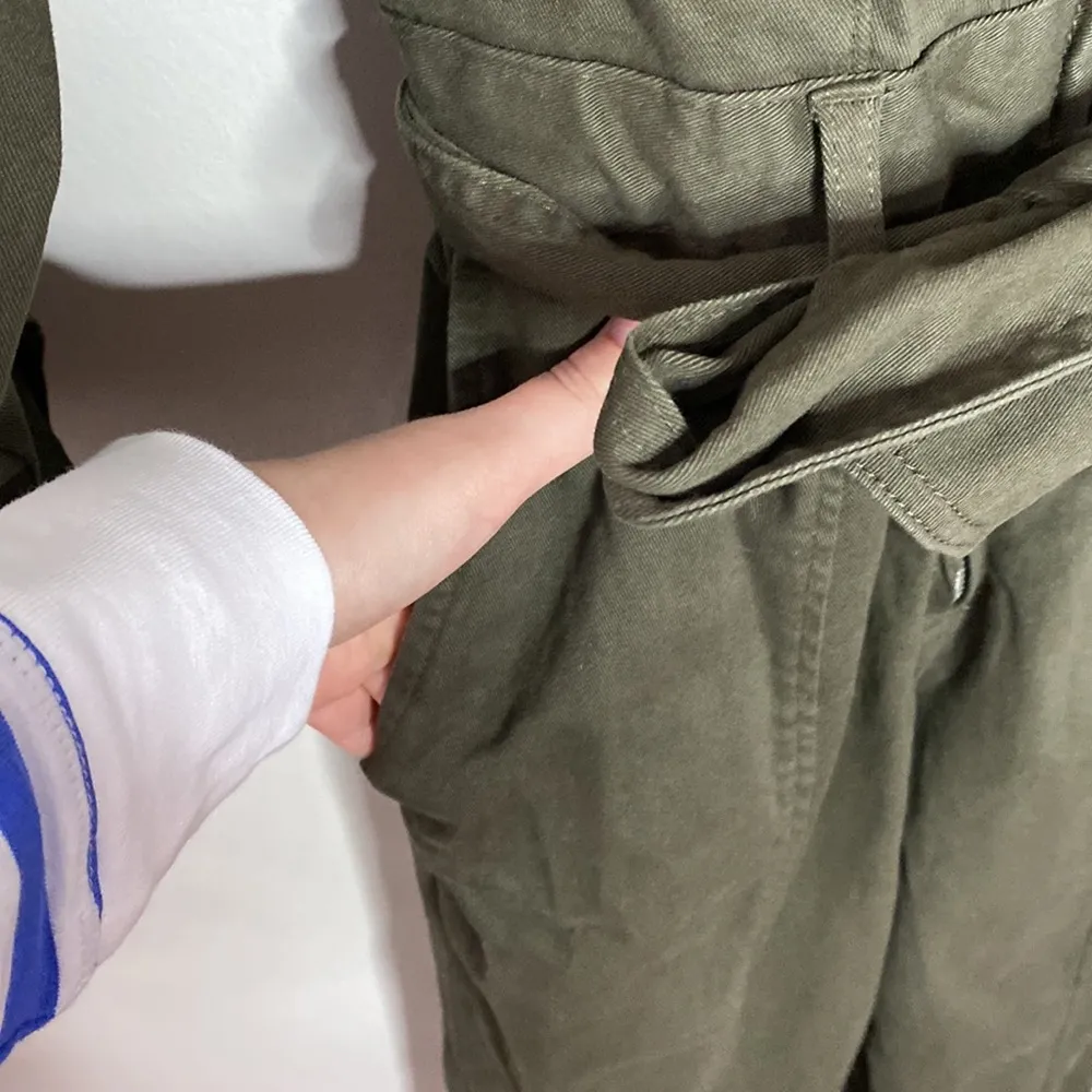 H&M Utility Jumpsuit with Tie Belt in dark khaki green size XS - Image 7