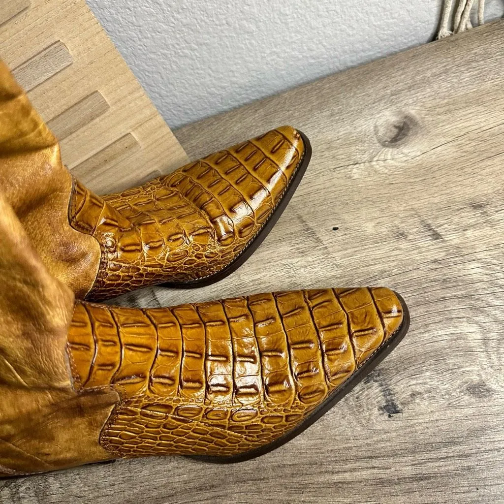 Miz Mooz Women’s 39 Faux Crocodile Western Cowgirl Boots - Image 2