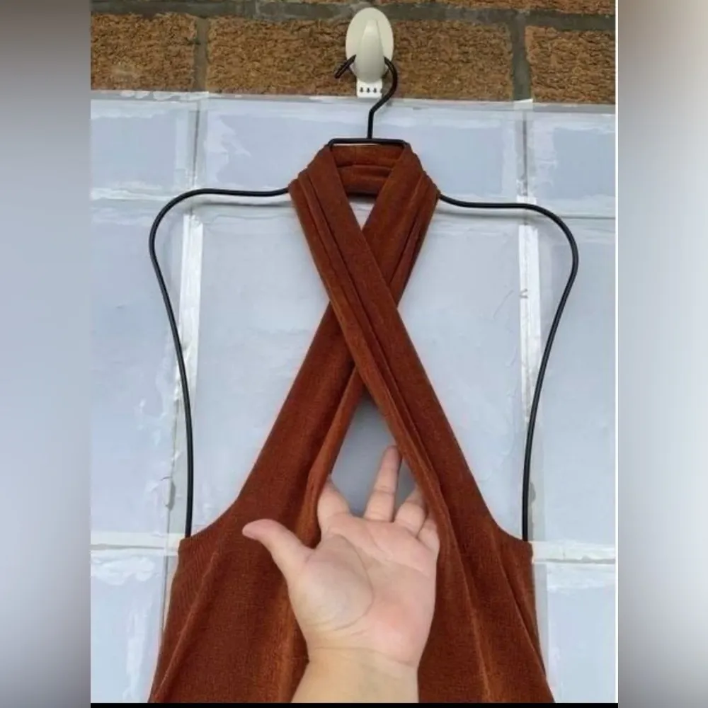 With Jéan Lena Halter Wrap Mini Dress - Chocolate Brown, NWT Medium - Image 6