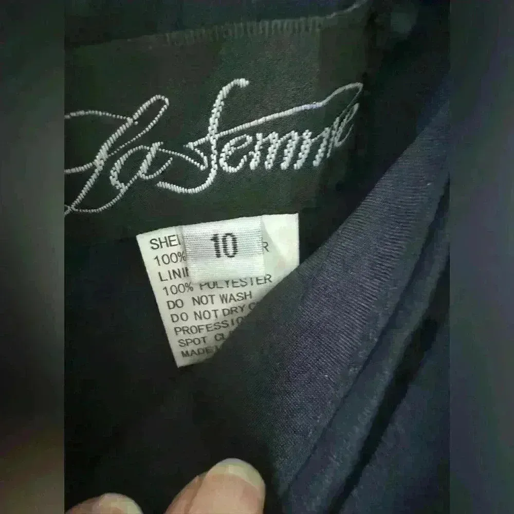 La Femme Off the Shoulder BEADED Satin Trumpet Gown~Navy~10~NWOT! Blue - Image 4