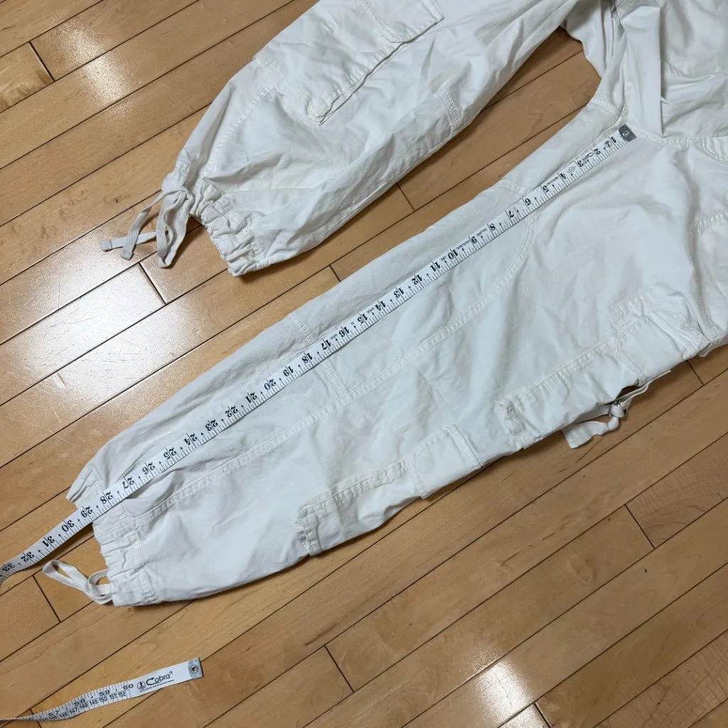 Abercrombie & Fitch High Rise Baggy Cargo Jogger Pants Trousers Sz Small Cream - Image 9