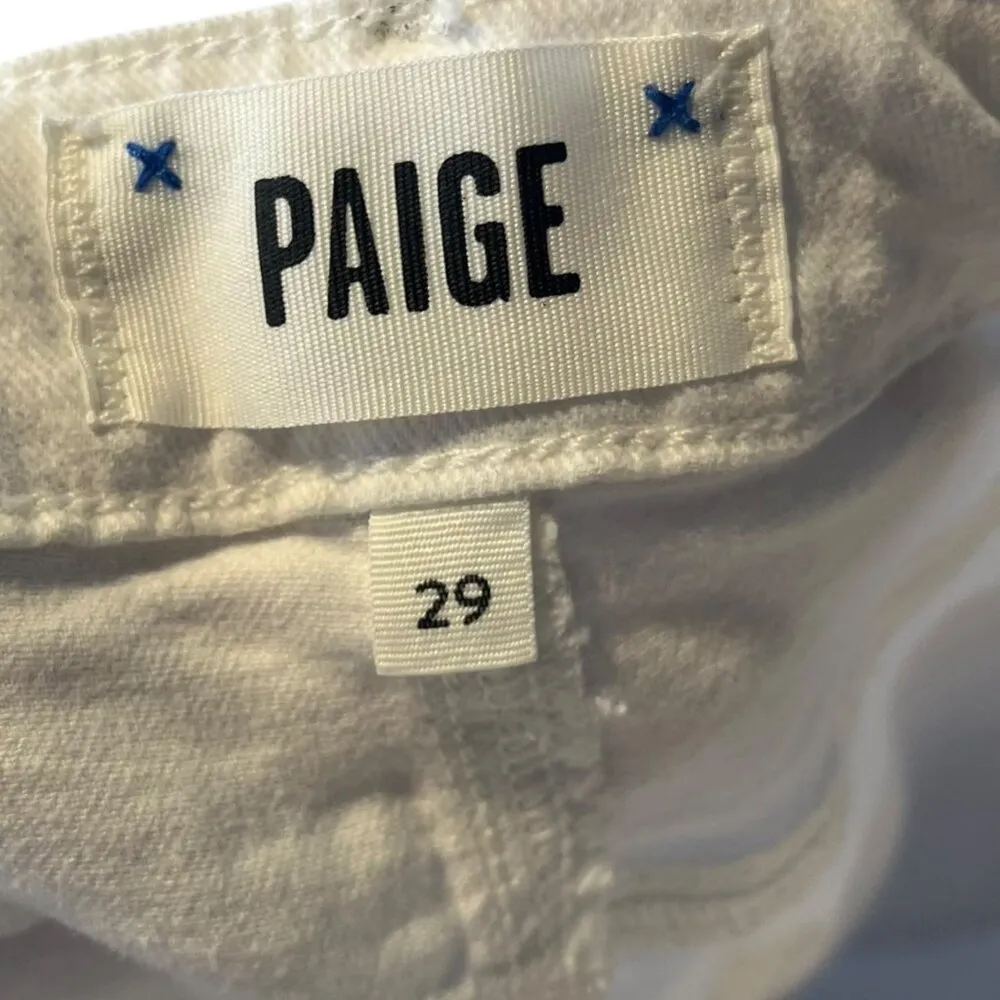 Paige Womens 29 Crisp White Jeans Denim High Waisted Casual Classic Straight Leg - Image 4