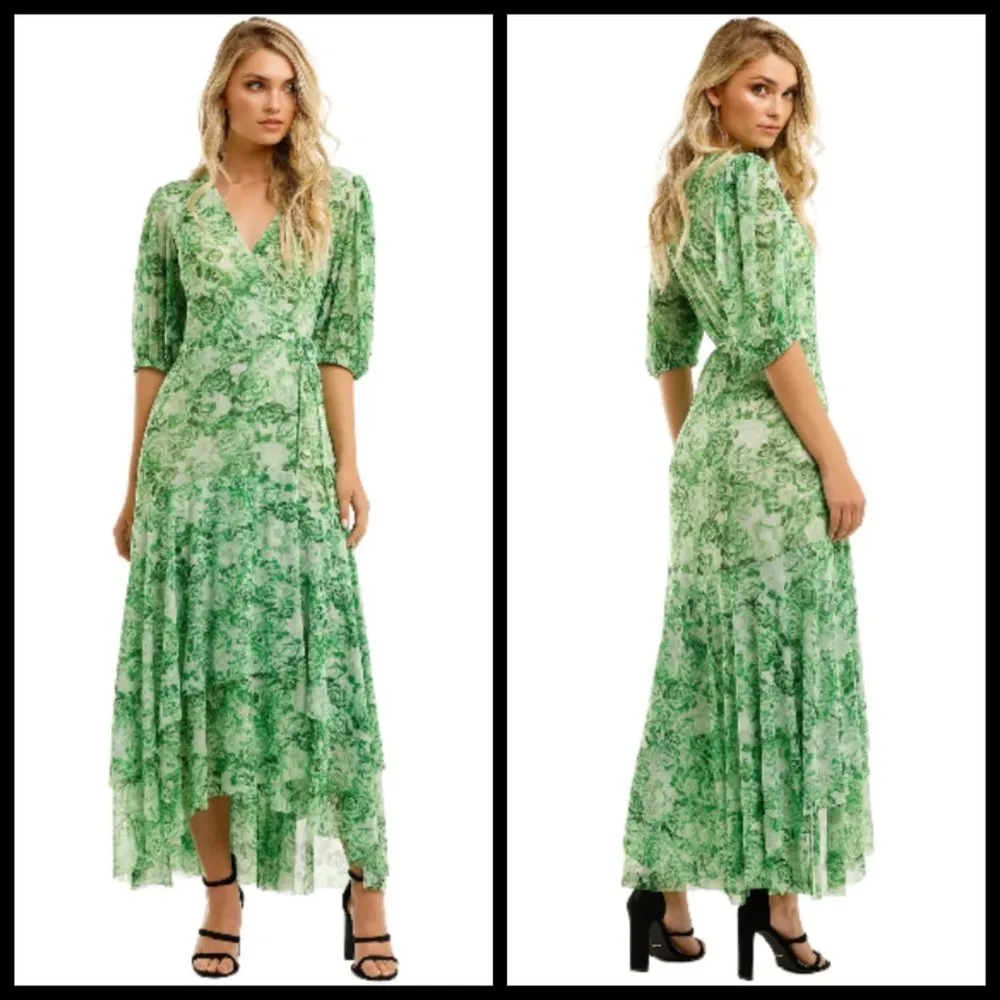 💕GANNI💕 Mesh Wrap Maxi Dress ~ Island Green Rose EU 34 NWT - Image 9