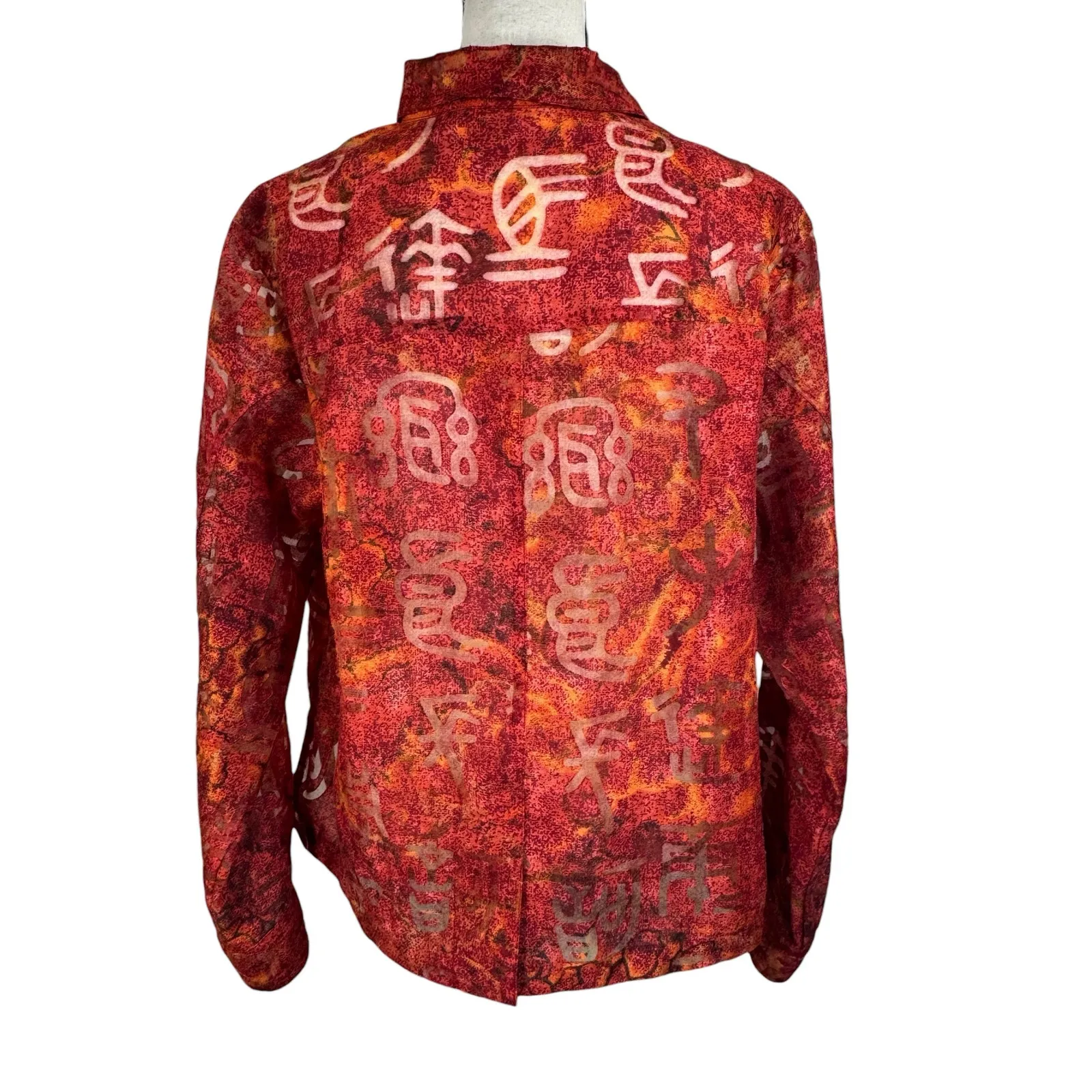 Chico’s SZ 2 (Large) Top Button-Up Semi-Sheer Long Sleeve Lightweight Slits - Image 5