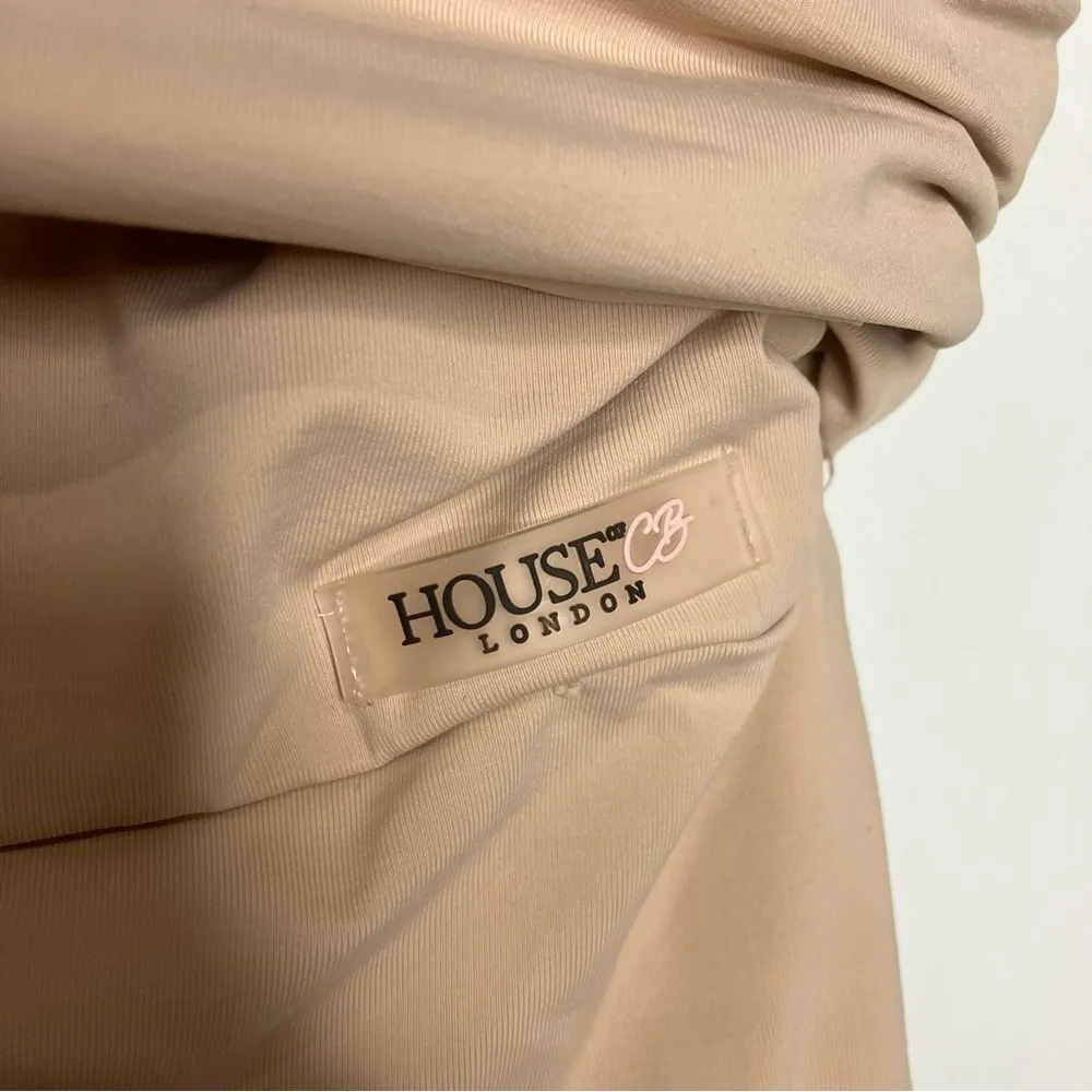 House of CB London tan bike shorts ruched waist size medium casual‎ compression - Image 3