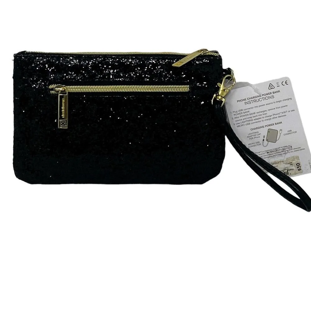 LIZ CLAIBORNE Iphone & Android Phone Charging Wallet Black Glitter Clutch Purse - Image 3