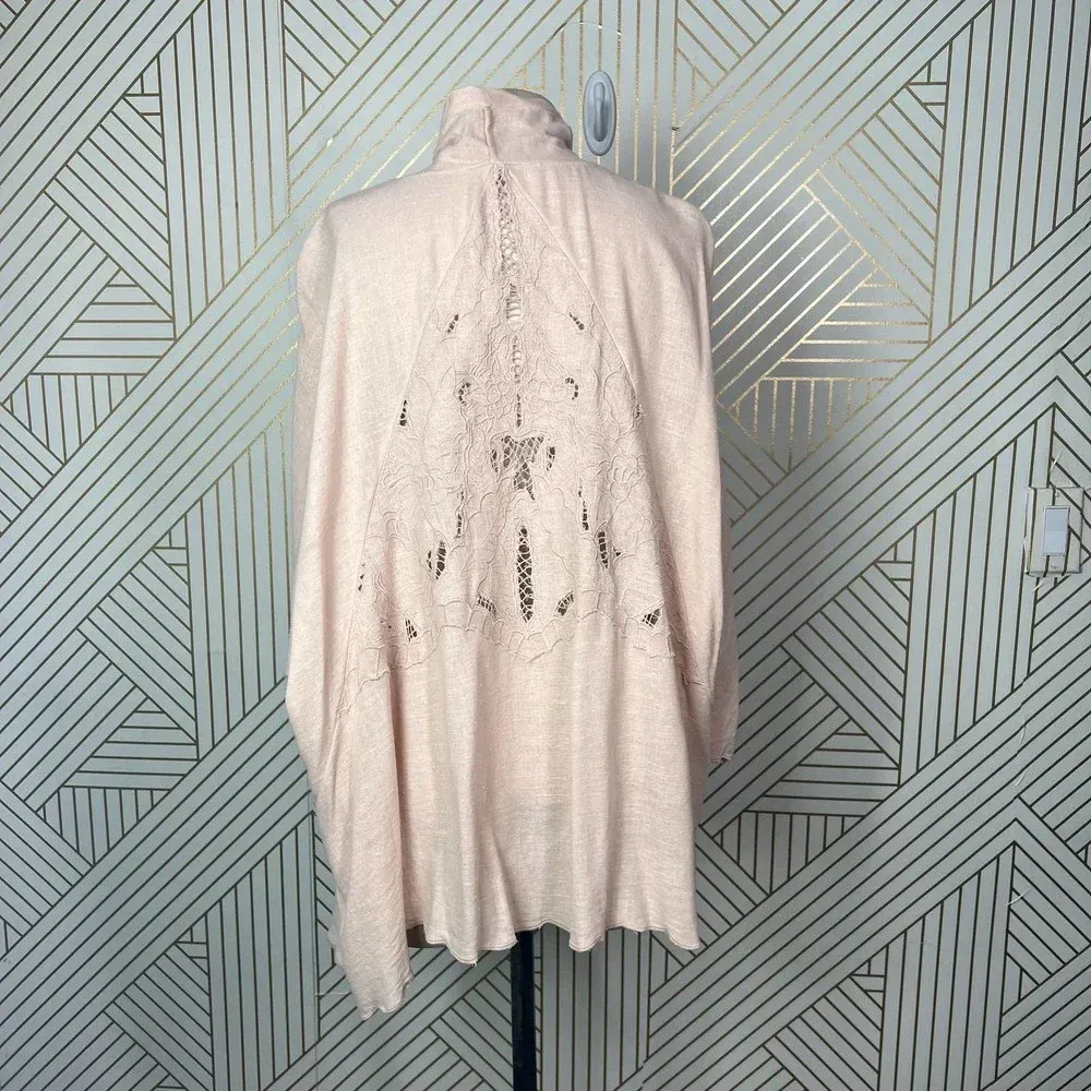 Free People Cool Nights Crochet Cardigan Conch Pink‎ Size Small - Image 8
