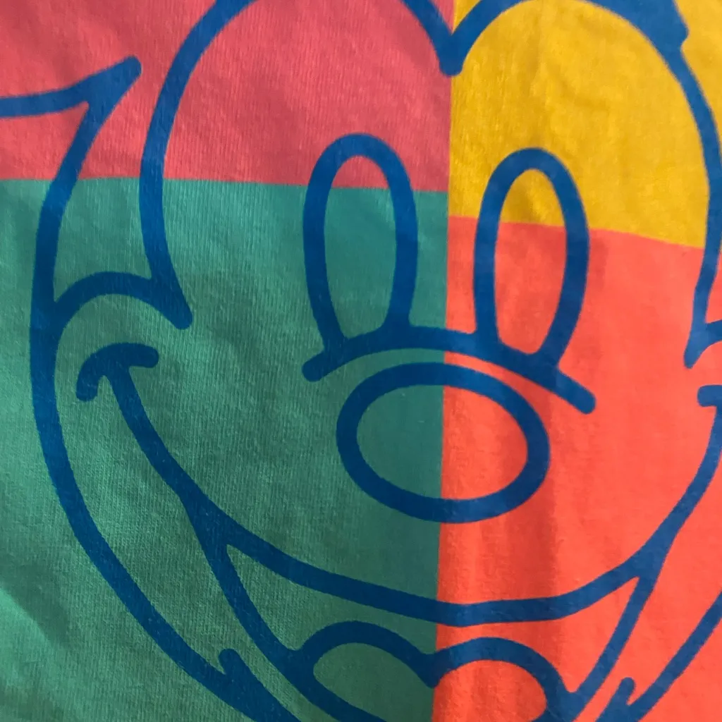 Neff Disney White T Shirt M Rainbow Block Mickey Mouse Face Graphic Chest 36” - Image 3