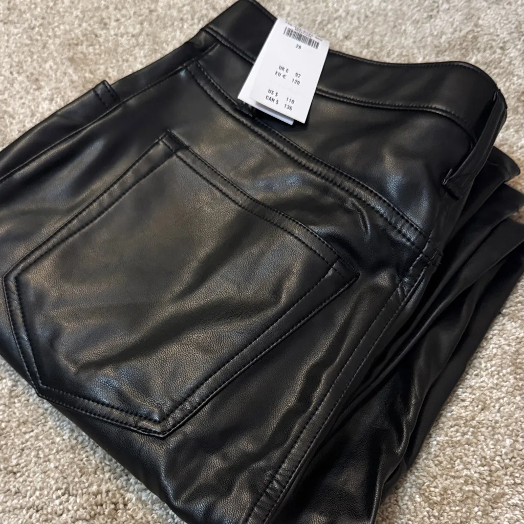 Abercrombie & Fitch Curve Love Black Straight Leg Leather Pants - Image 2