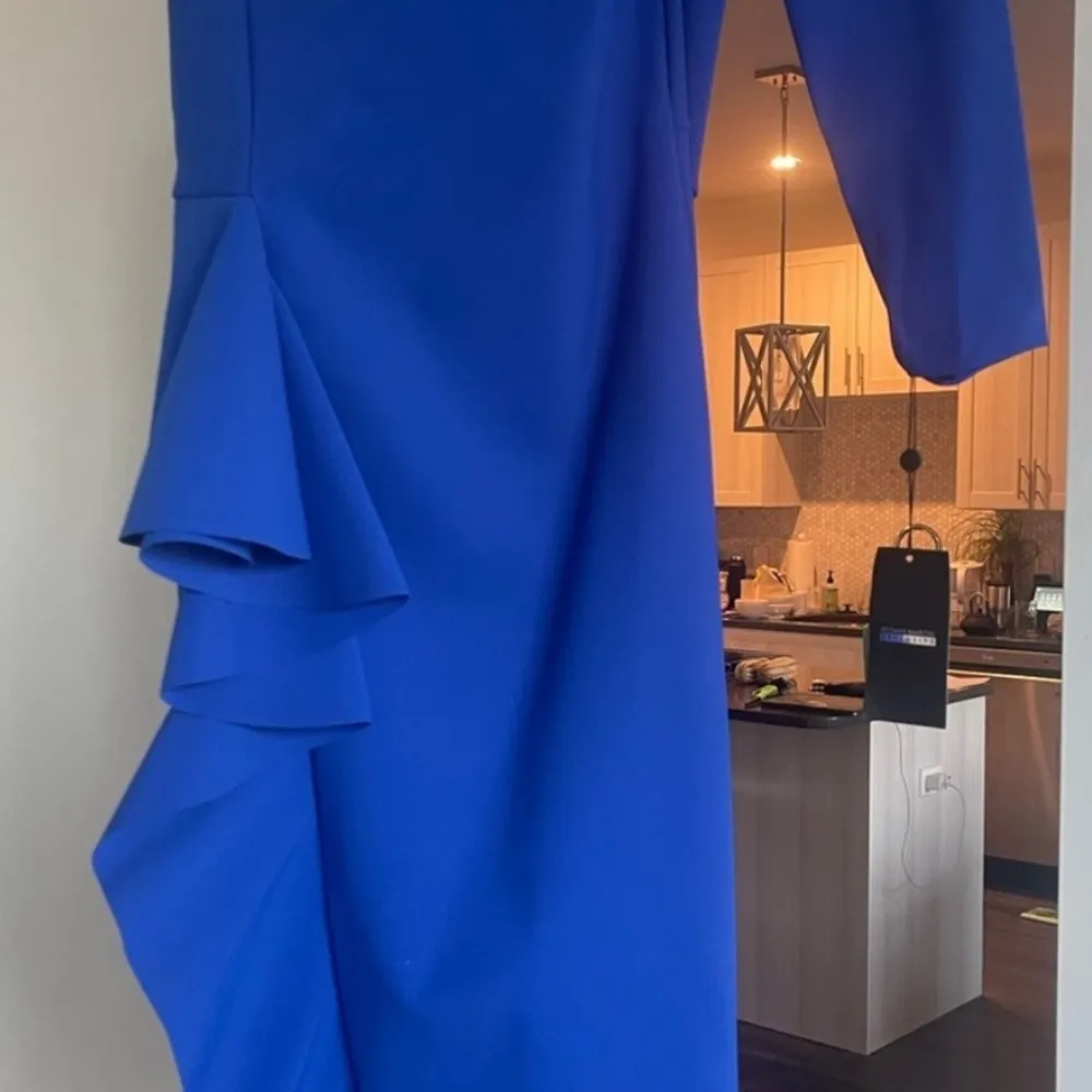 Chiara Boni La Petite Robe| Cobalt Blue One Shoulder Cocktail Dress, Size 46 - Image 13