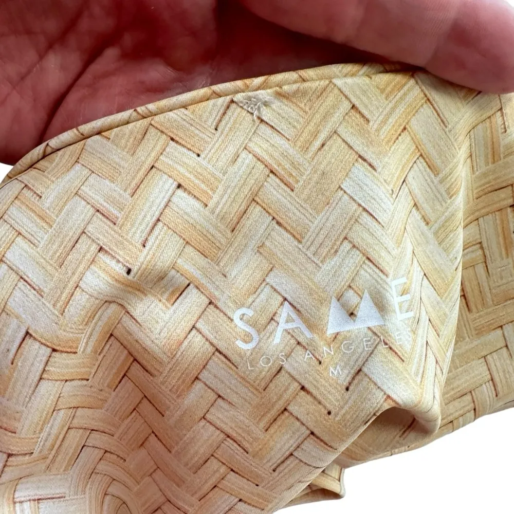 SAME LOS ANGELES Medium Olivia One Piece Swimsuit in Basket Weave Cutout Halter Tan - Image 6