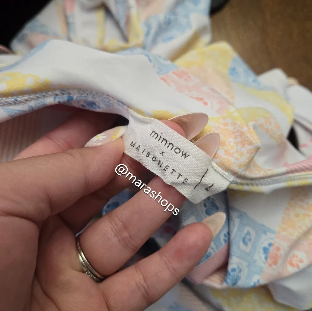 Minnow X Maisonette Patchwork Tie Knot One Piece Swimsuit Size L - Image 7