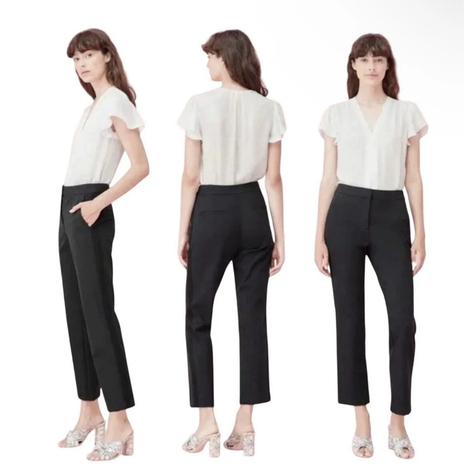 Rebecca Taylor Tuxedo Stripe Dress Pants Size 4 Navy Blue Womens Office Work - Image 2