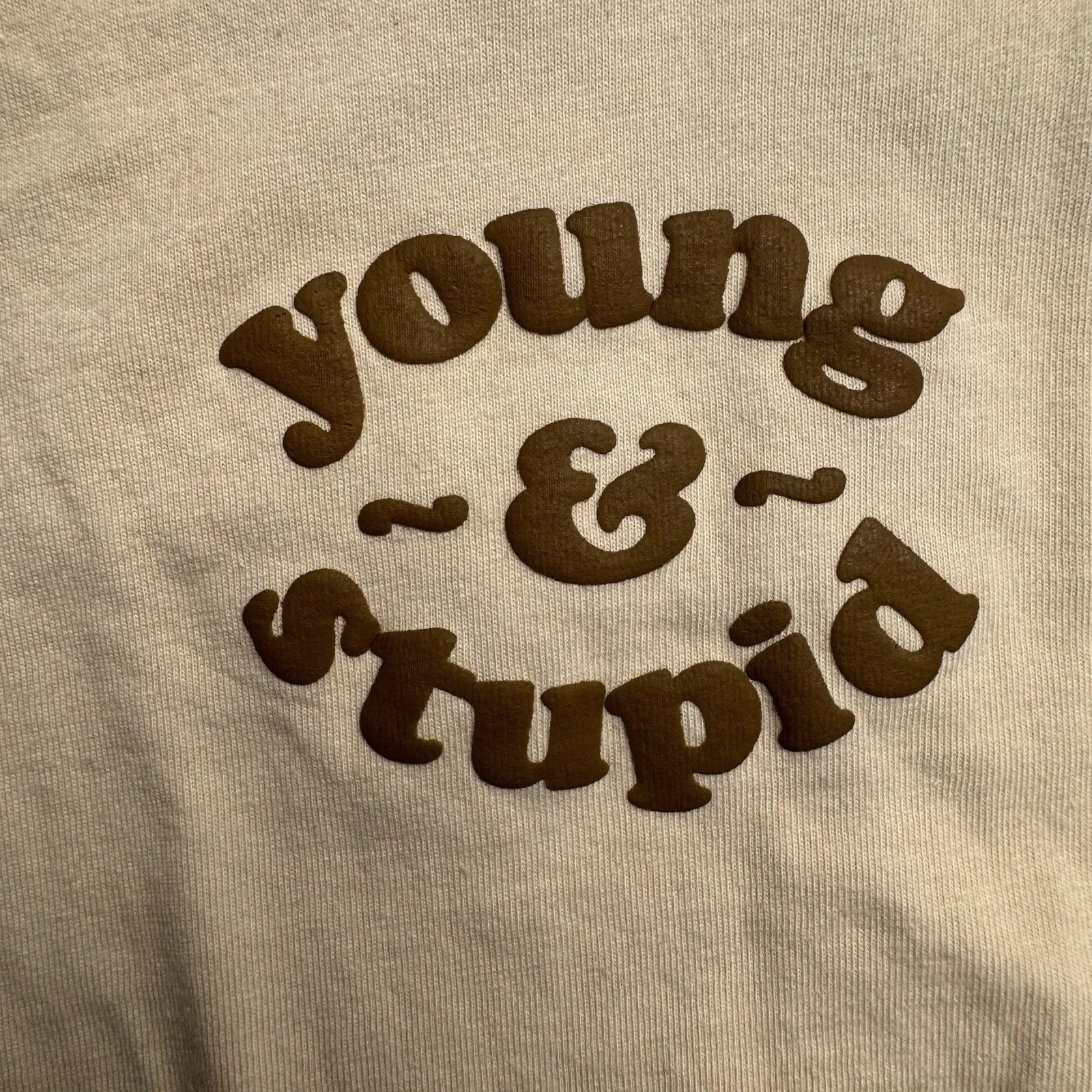 Barstool Sports Women's Tshirt Cropped Young And Stupid Medium Yellow‎ - Image 3