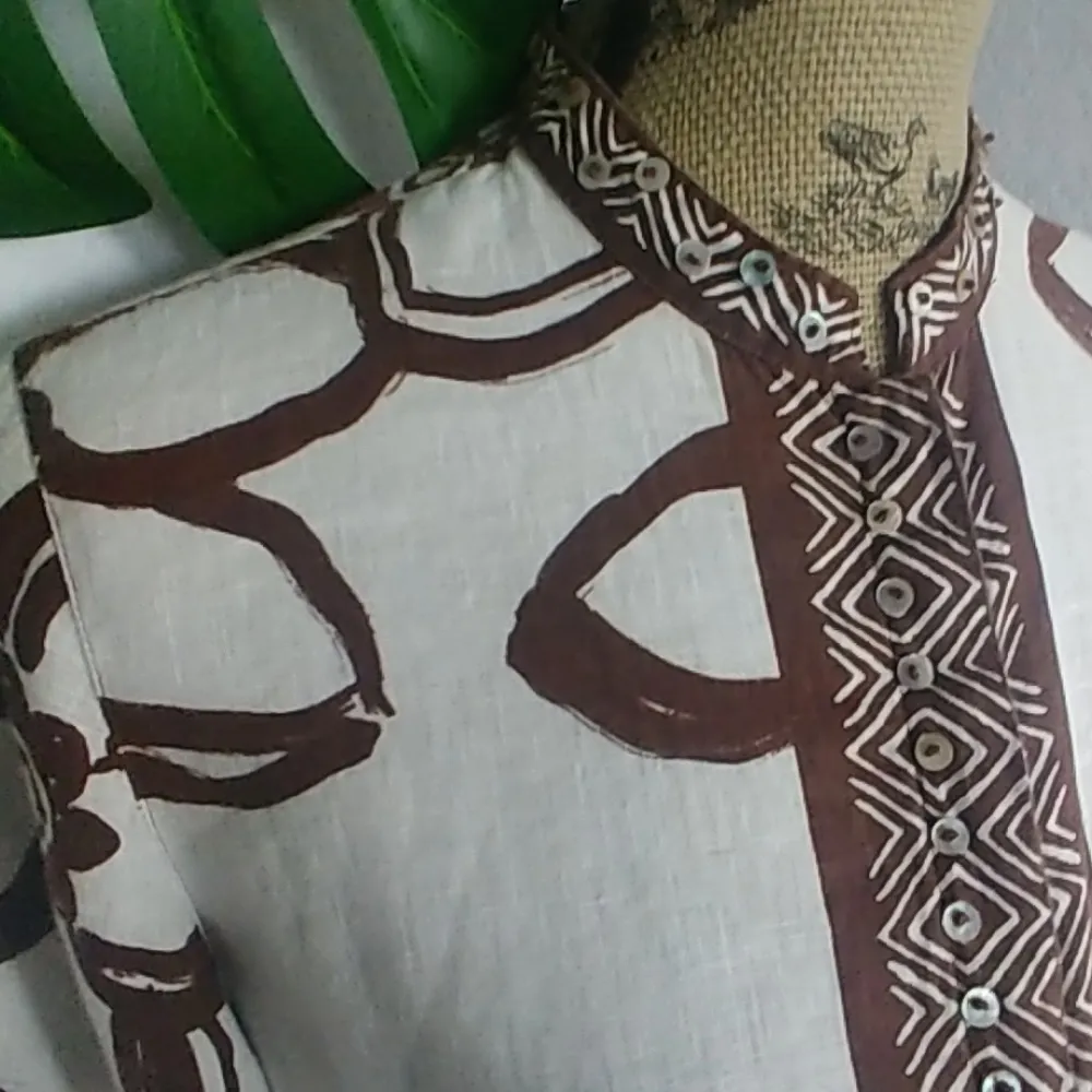 Laura Ashley Mandarin collar Linen Blouse Top - Image 2